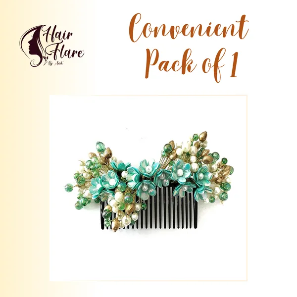 Rama_Green_Artificial_Small_Flower_Comb_Slide_With_Beads_&_Pearls_Bridal_Hairpin_Accessories_For_Women_&_Girls