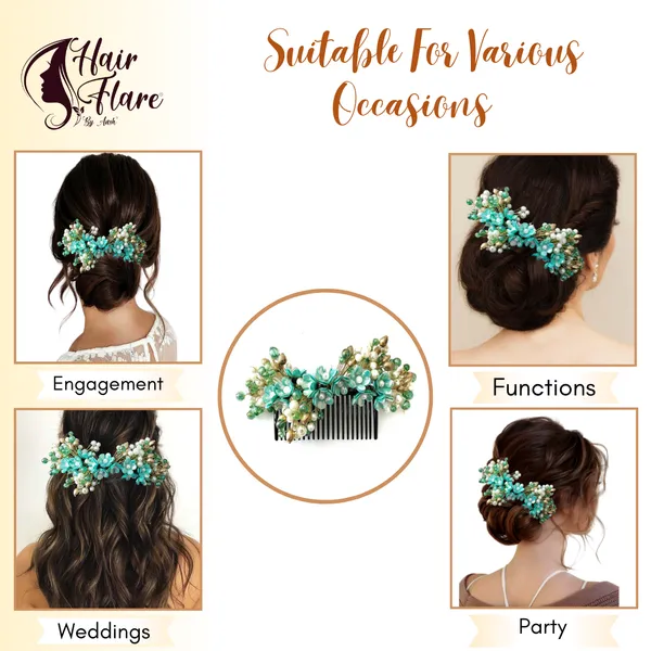 Rama_Green_Artificial_Small_Flower_Comb_Slide_With_Beads_&_Pearls_Bridal_Hairpin_Accessories_For_Women_&_Girls