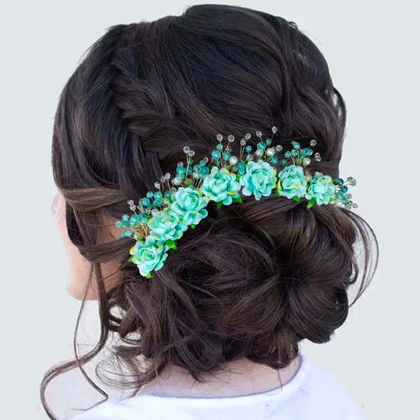 Sky_Blue_Artificial_Plastic_Rounded_Rose_Flower_Design_Hairpin_Accessories_With_Pearl_For_Women_&_Girls_(14_X_8_X_1_Cm)