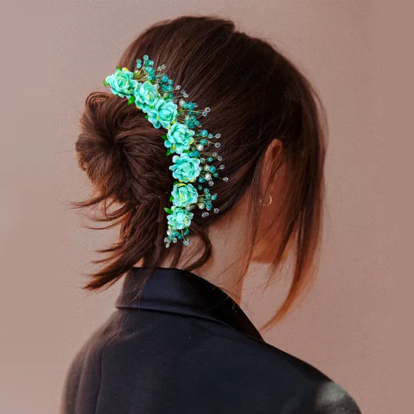 Sky_Blue_Artificial_Plastic_Rounded_Rose_Flower_Design_Hairpin_Accessories_With_Pearl_For_Women_&_Girls_(14_X_8_X_1_Cm)