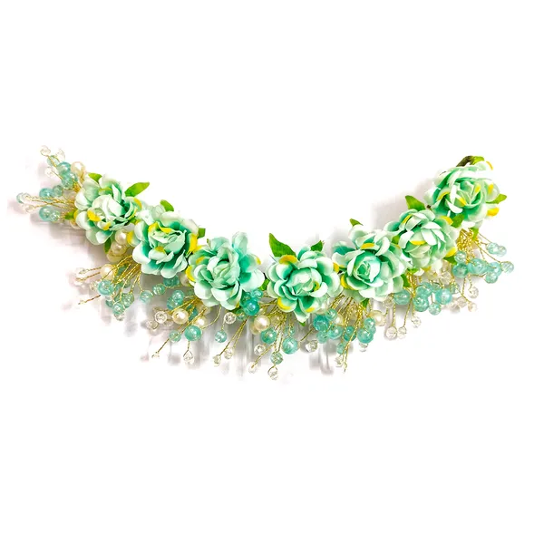 Sky_Blue_Artificial_Plastic_Rounded_Rose_Flower_Design_Hairpin_Accessories_With_Pearl_For_Women_&_Girls_(14_X_8_X_1_Cm)