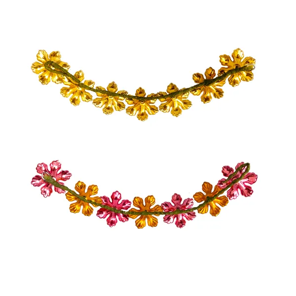 Gold_&_Magenta_Artificial_Small_Floral_Design_Hair_Vein_Accessories_With_Pearl_And_Beads_For_Women_&_Girls_(Set_Of_2)_(14_X_8_X_1_Cm)