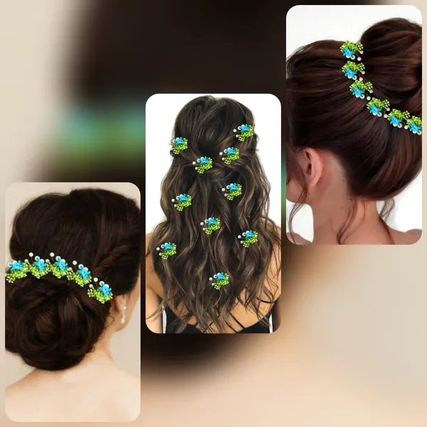 Pack_of_10_Sky_Blue_Round_Shape_Flower_With_Golden_Pearl_Hair_Pin_For_Women_Pins