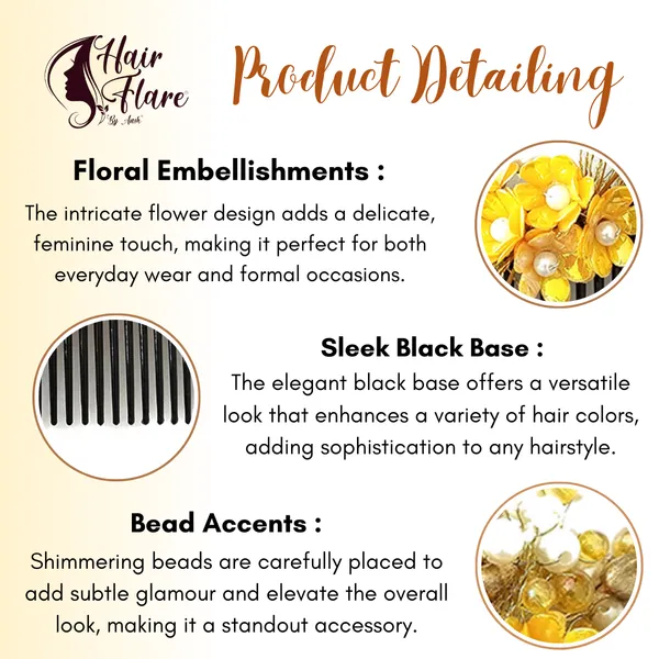 Dark_Yellow_Artificial_Small_Flower_Comb_Slide_With_Beads_&_Pearls_Bridal_Hairpin_Accessories_For_Women_&_Girls