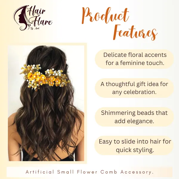 Dark_Yellow_Artificial_Small_Flower_Comb_Slide_With_Beads_&_Pearls_Bridal_Hairpin_Accessories_For_Women_&_Girls