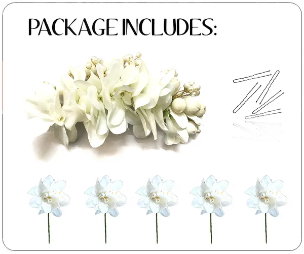 White_Artificial_Flower_With_Pearl_Bridal_Hair_Pin_Accessories_For_Women_&_Girls_(14_X_8_X_1_Cm)