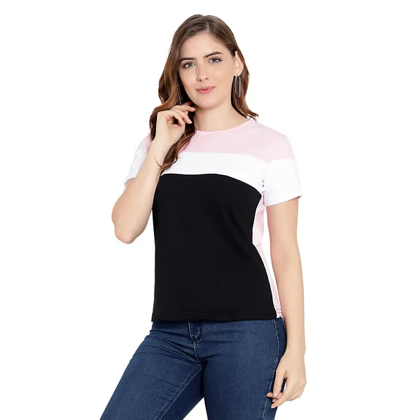 Womens_Multi-Color_Cotton_Half-Sleeve_T-shirt__Trendy_&_Comfortable