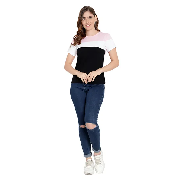Womens_Multi-Color_Cotton_Half-Sleeve_T-shirt__Trendy_&_Comfortable