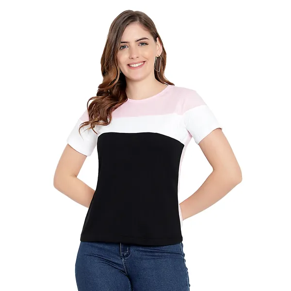 Womens_Multi-Color_Cotton_Half-Sleeve_T-shirt__Trendy_&_Comfortable
