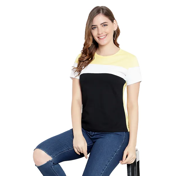 Womens_Multi-Color_Cotton_Half-Sleeve_T-shirt__Trendy_&_Comfortable