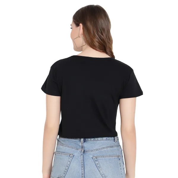 Black_Cotton_Printed_Short_Sleeves_T-Shirt_For_Women