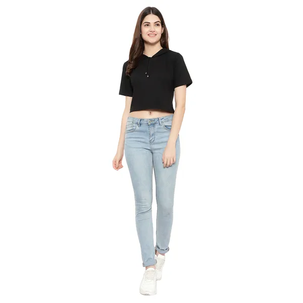 Womens_Sporty_Cropped_Hoodie__Soft_Cotton_Half-Sleeve_Round_Neck_Top