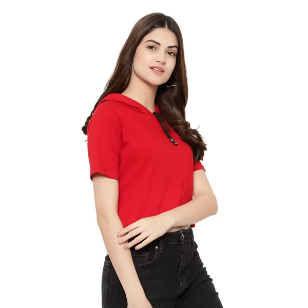 Womens_Sporty_Cropped_Hoodie__Soft_Cotton_Half-Sleeve_Round_Neck_Top