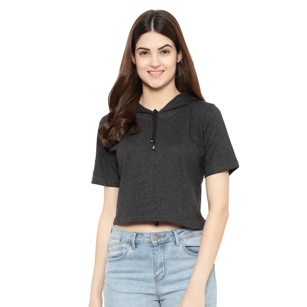 Womens_Sporty_Cropped_Hoodie__Soft_Cotton_Half-Sleeve_Round_Neck_Top