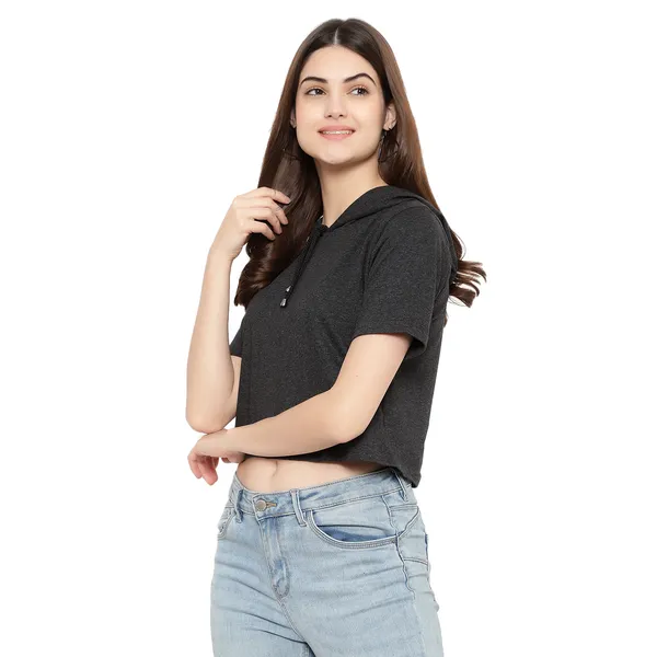 Womens_Sporty_Cropped_Hoodie__Soft_Cotton_Half-Sleeve_Round_Neck_Top