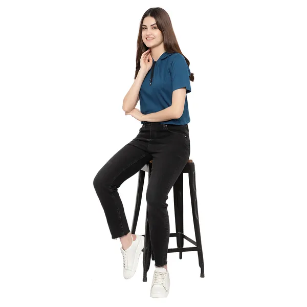 Womens_Sporty_Cropped_Hoodie__Soft_Cotton_Half-Sleeve_Round_Neck_Top
