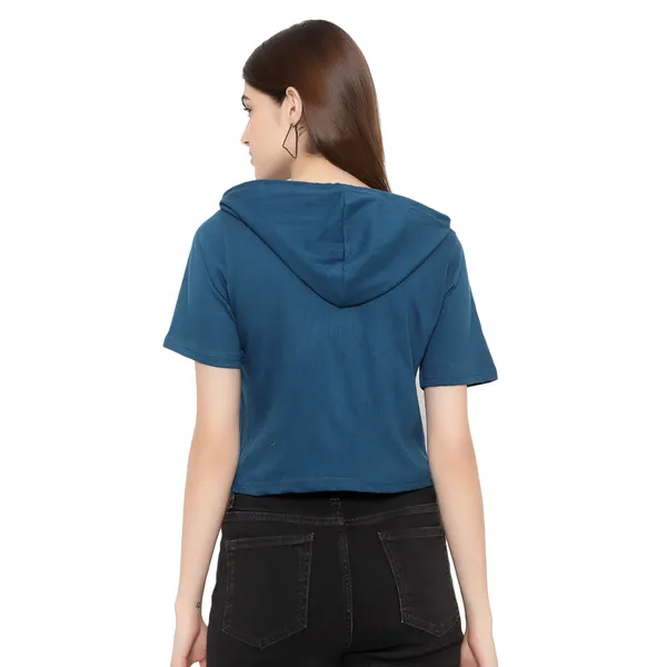 Womens_Sporty_Cropped_Hoodie__Soft_Cotton_Half-Sleeve_Round_Neck_Top