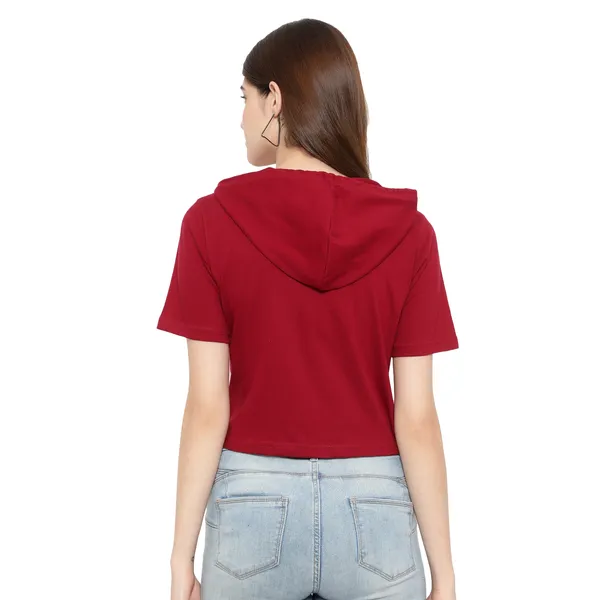 Womens_Sporty_Cropped_Hoodie__Soft_Cotton_Half-Sleeve_Round_Neck_Top