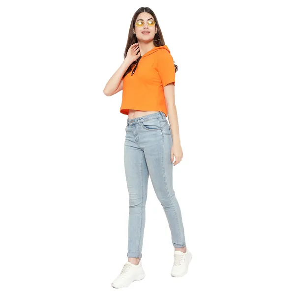 Womens_Sporty_Cropped_Hoodie__Soft_Cotton_Half-Sleeve_Round_Neck_Top