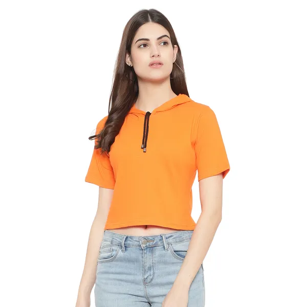 Womens_Sporty_Cropped_Hoodie__Soft_Cotton_Half-Sleeve_Round_Neck_Top
