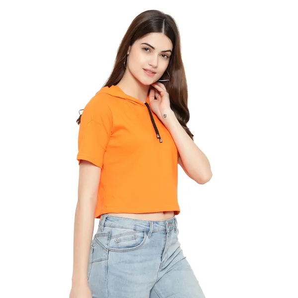 Womens_Sporty_Cropped_Hoodie__Soft_Cotton_Half-Sleeve_Round_Neck_Top