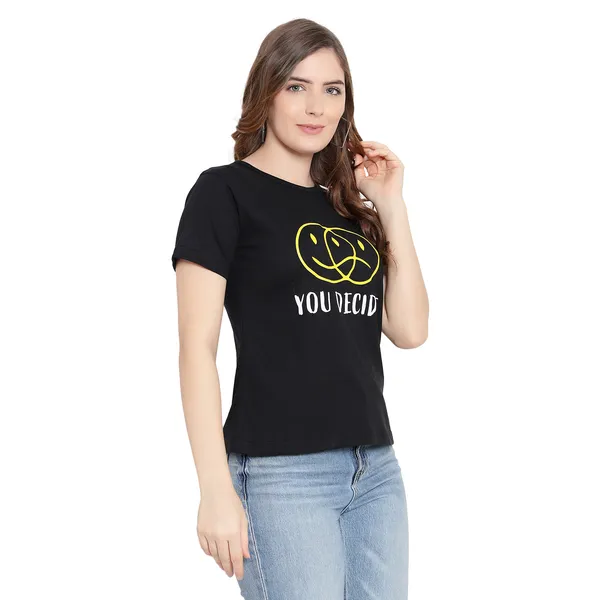 Black_Cotton_Solid_Short_Sleeves_T-Shirt_For_Women