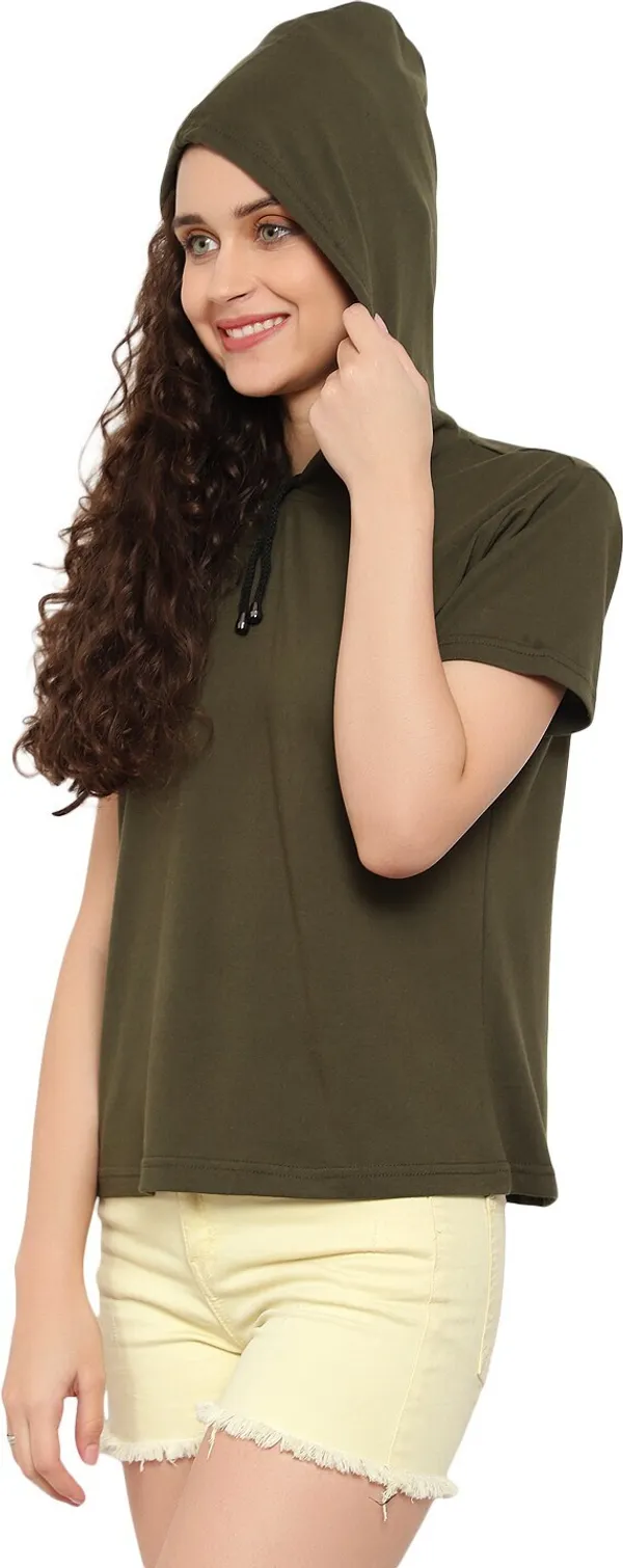 Womens_Plain_Cotton_Half-Sleeve_Round_Neck_Hoodie__Comfy_&_Stylish