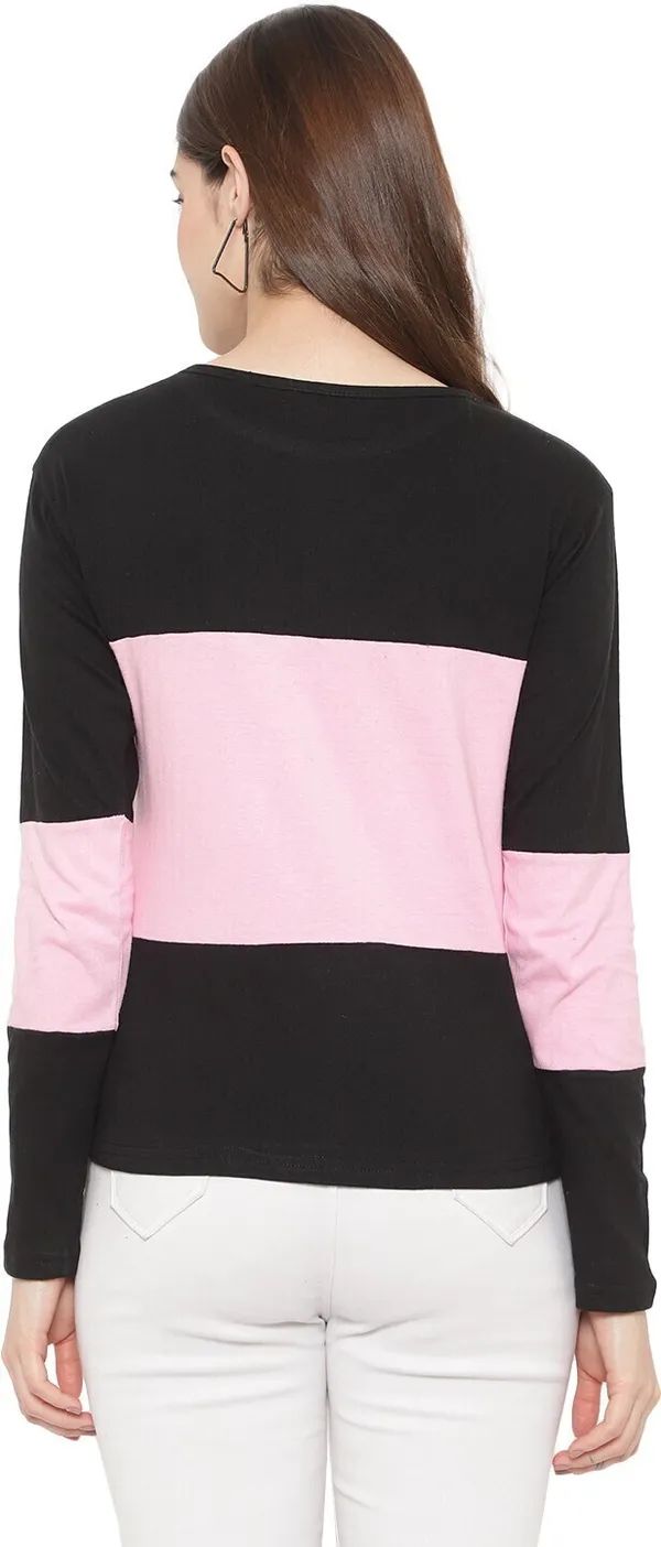 Womens_Black_&_Pink_Color_Full-Sleeve_T-shirt__Trendy_&_Comfortable