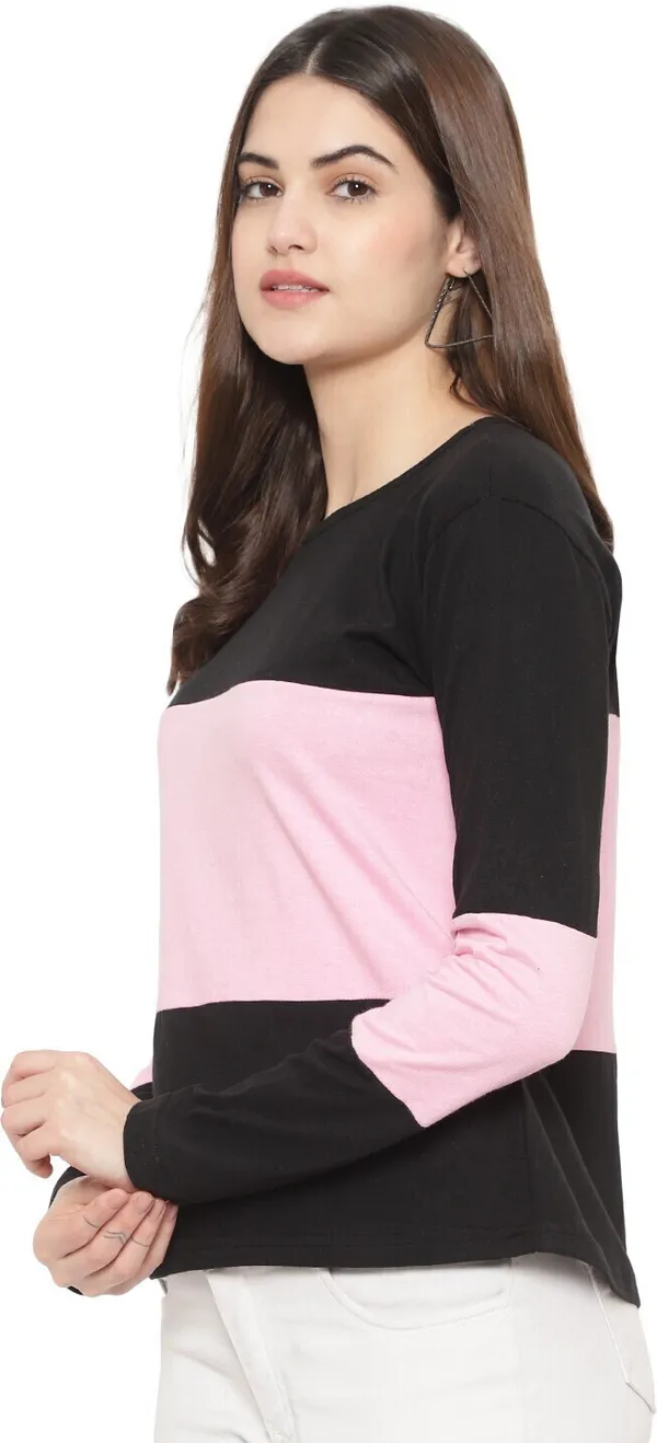 Womens_Black_&_Pink_Color_Full-Sleeve_T-shirt__Trendy_&_Comfortable