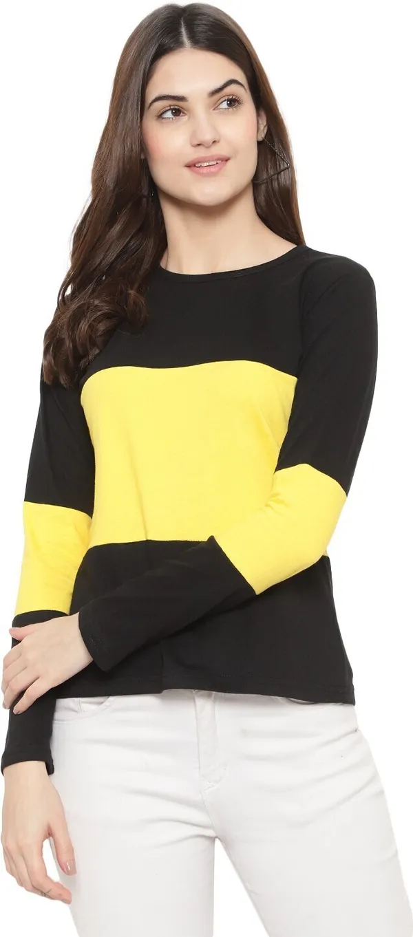 Combo_Yellow_&_black_Full-Sleeve_T-shirt_For_Women