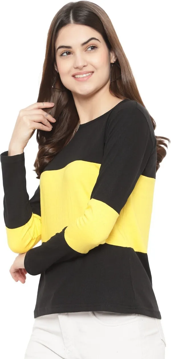 Combo_Yellow_&_black_Full-Sleeve_T-shirt_For_Women