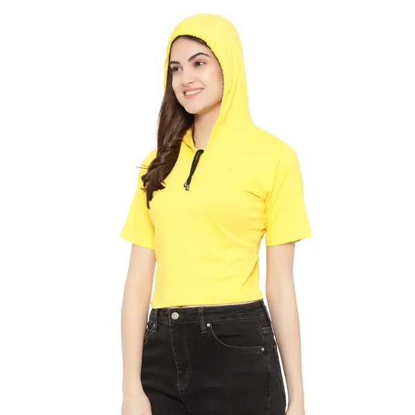 Women_Sporty_Cropped_Hoodie__Soft_Cotton_Half-Sleeve_Round_Neck_Top