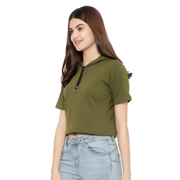 Womens_Sporty_Cropped_Hoodie__Soft_Cotton_Half-Sleeve_Round_Neck_Top
