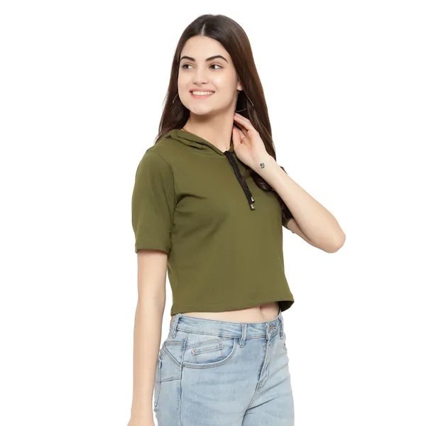 Womens_Sporty_Cropped_Hoodie__Soft_Cotton_Half-Sleeve_Round_Neck_Top