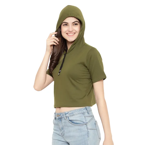 Womens_Sporty_Cropped_Hoodie__Soft_Cotton_Half-Sleeve_Round_Neck_Top