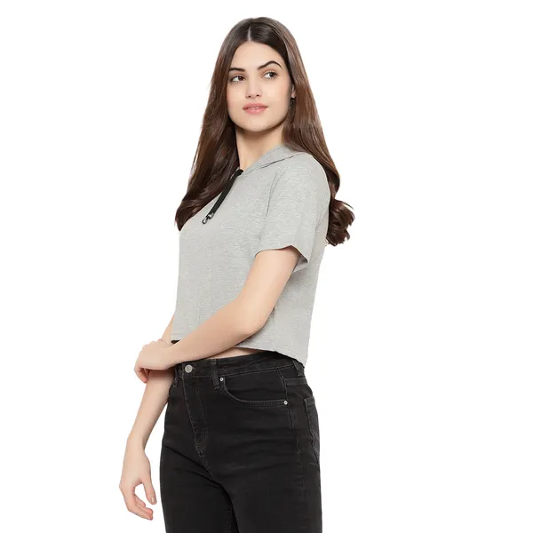 Womens_Sporty_Cropped_Hoodie__Soft_Cotton_Half-Sleeve_Round_Neck_Top