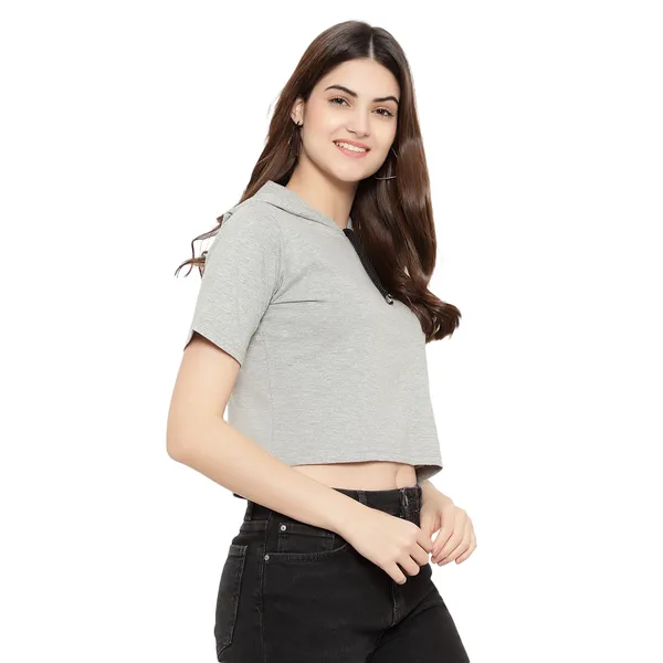 Womens_Sporty_Cropped_Hoodie__Soft_Cotton_Half-Sleeve_Round_Neck_Top