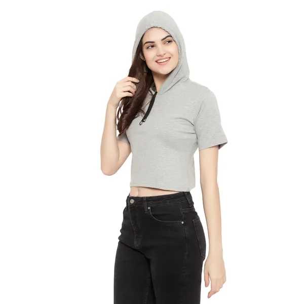 Womens_Sporty_Cropped_Hoodie__Soft_Cotton_Half-Sleeve_Round_Neck_Top