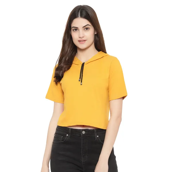Womens_Sporty_Cropped_Hoodie__Soft_Cotton_Half-Sleeve_Round_Neck_Top