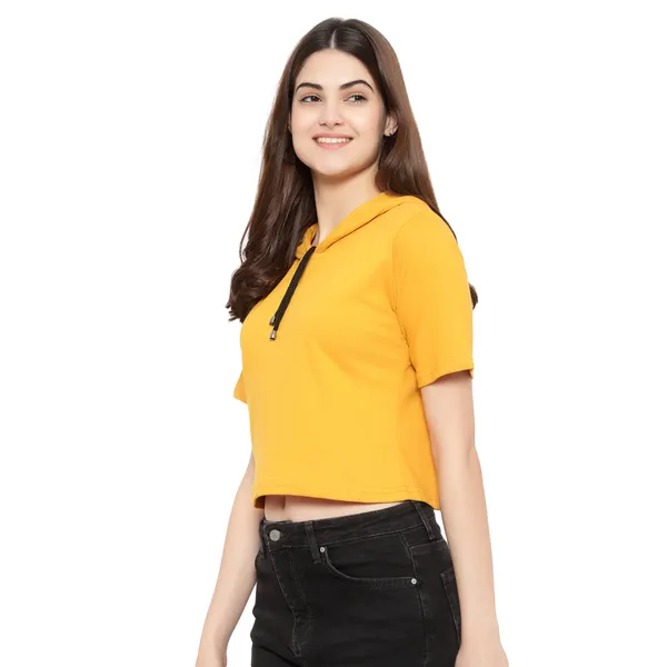 Womens_Sporty_Cropped_Hoodie__Soft_Cotton_Half-Sleeve_Round_Neck_Top