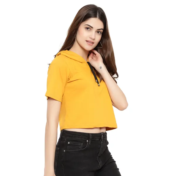 Womens_Sporty_Cropped_Hoodie__Soft_Cotton_Half-Sleeve_Round_Neck_Top