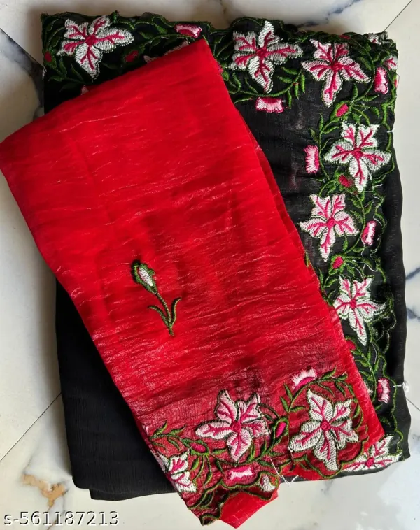 Orange_Georgette_Viscose_Saree_For_Women