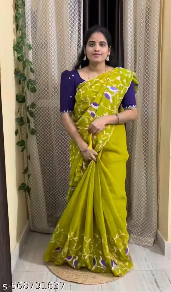 Yellow_Georgette_Viscose_Saree_For_Women