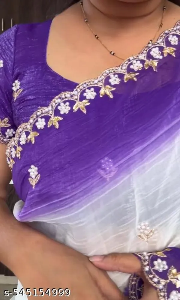 White_Georgette_Viscose_Saree_For_Women