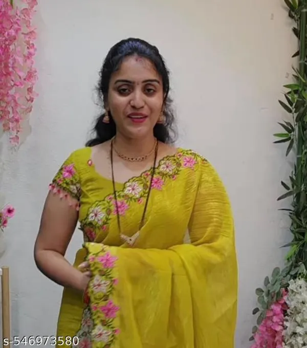 Yellow_Georgette_Viscose_Saree_For_Women