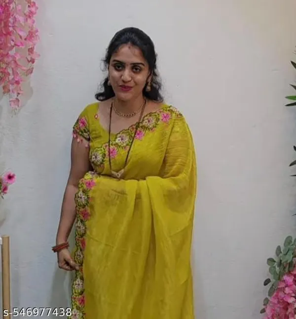 Yellow_Georgette_Viscose_Saree_For_Women