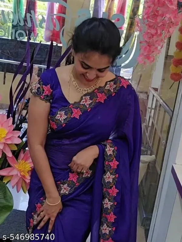 Blue_Georgette_Viscose_Saree_For_Women