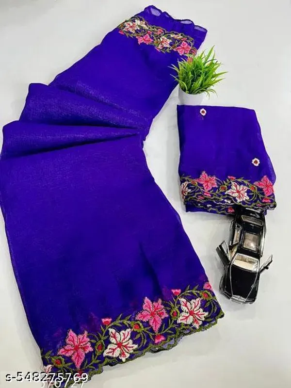 Blue_Georgette_Viscose_Saree_For_Women
