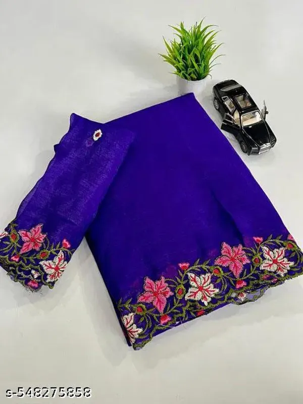 Royal_Blue_Georgette_Viscose_Saree_For_Women