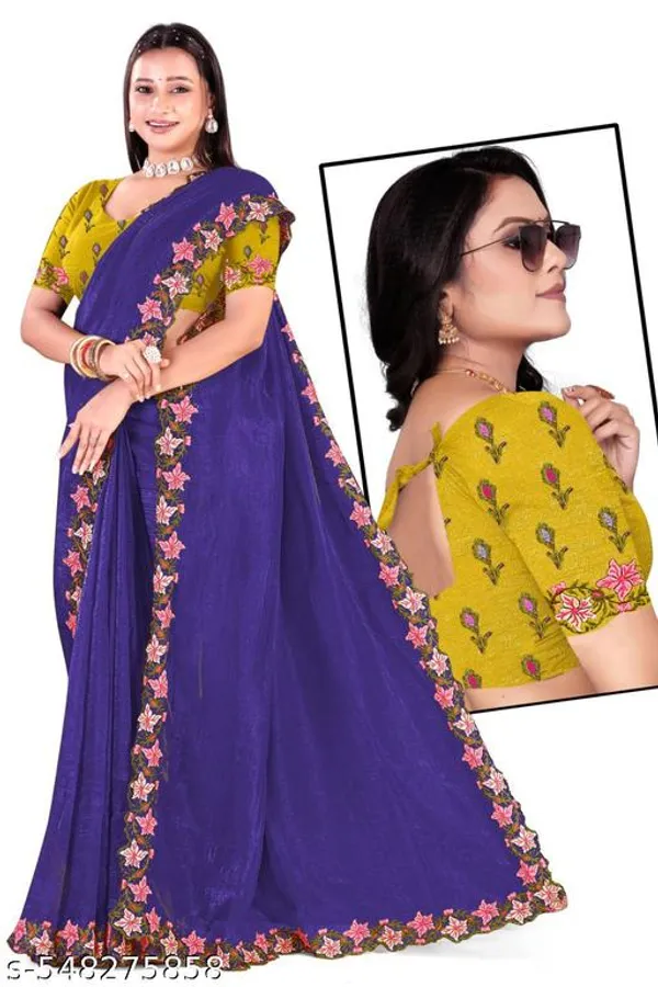 Royal_Blue_Georgette_Viscose_Saree_For_Women